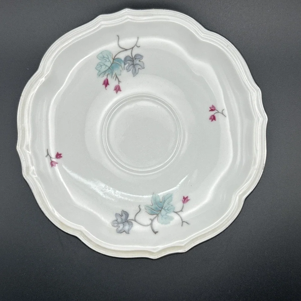 Vintage Baronet Floral Porcelain Tea Cup and Saucer Set With Silver Trim Japan